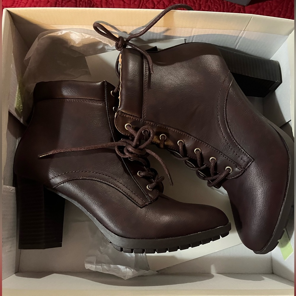 Women's Style & Co Lucillee Stacked Heel Booties Wine Size 8M
